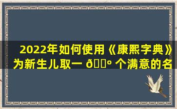 2022年如何使用《康熙字典》为新生儿取一 🌺 个满意的名 🌺 字